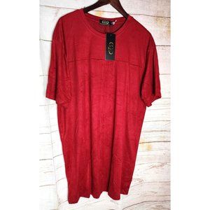 Gold Leaf Large Wine Red Faux Suede Crew Neck Shirt